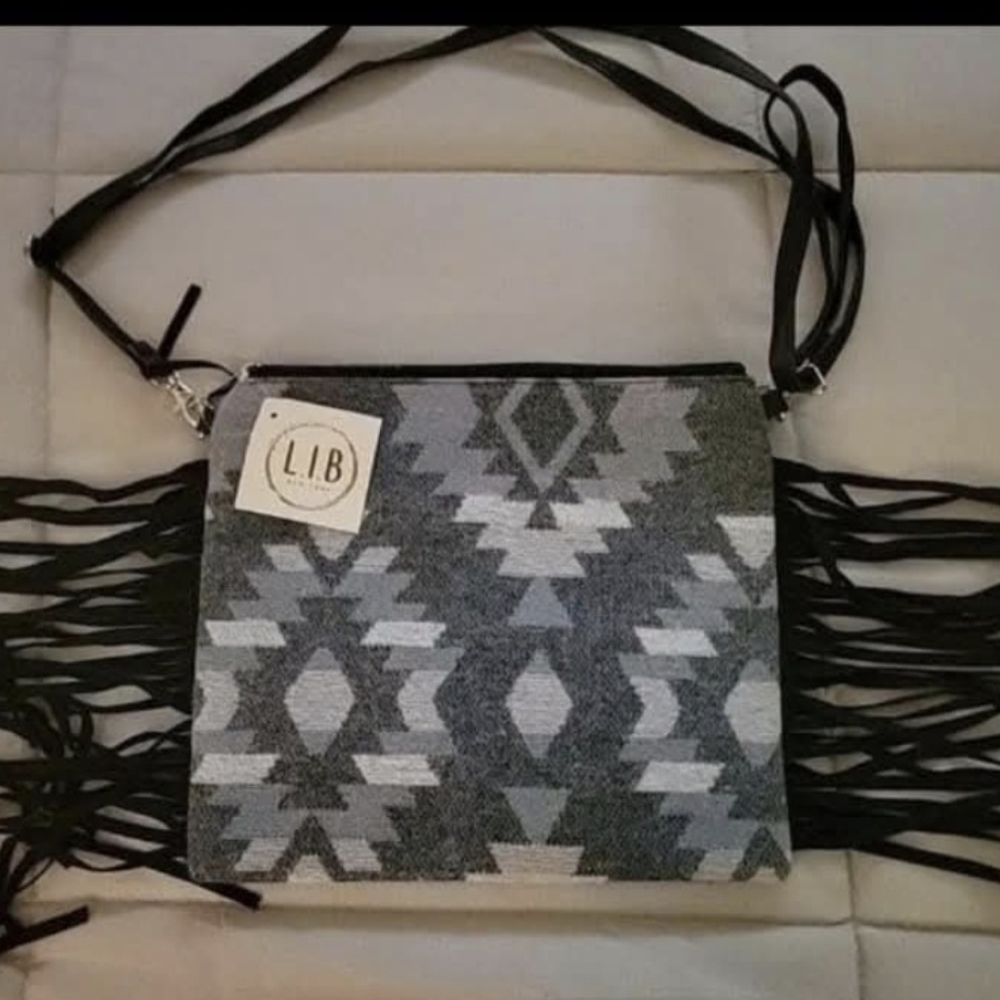 L.I.B NY Aztec Flannel Wristlet Bag New